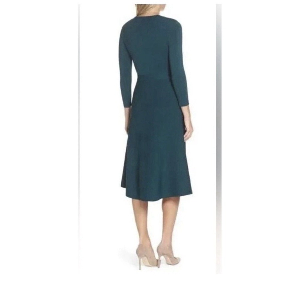 Eliza J Womens Green Fit and Flare Sweater Dress Long Sleeve Midi EJ8M8790 S